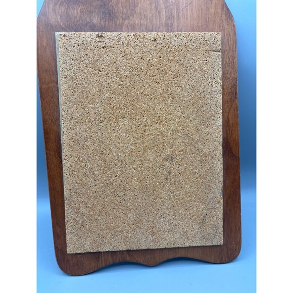 Vtg 70s Wooden Owl Wall Hanging Cork Board Boho Retro Bulletin Board - Picture 2 of 5